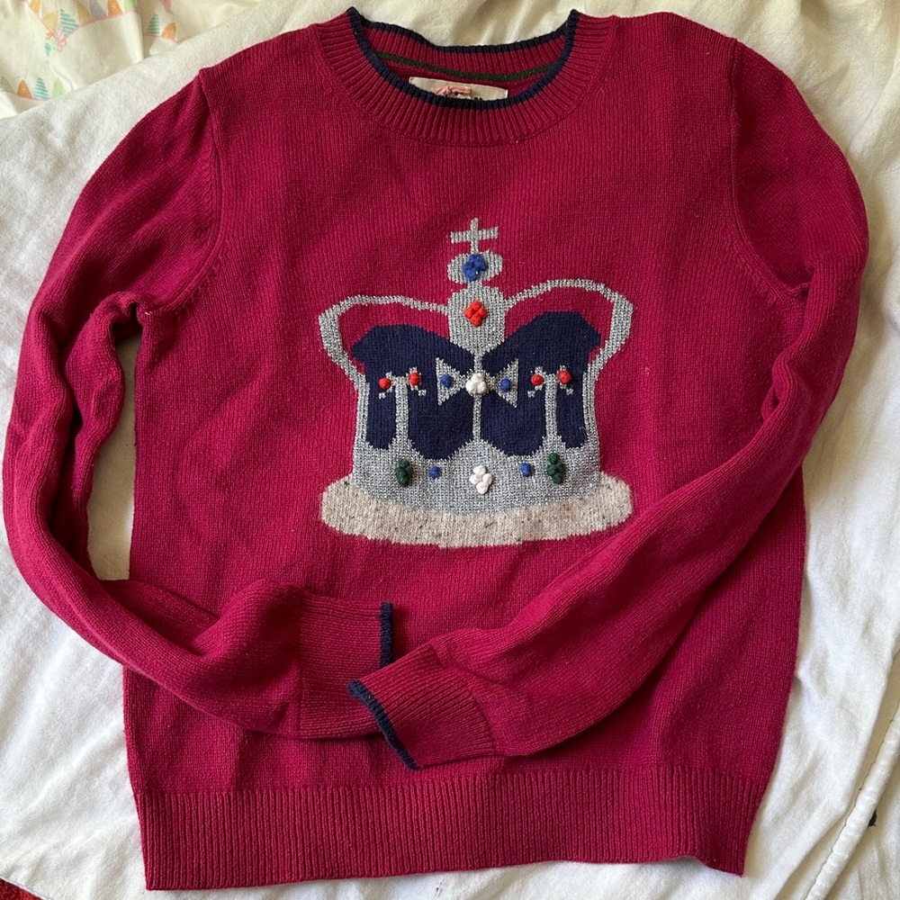 Mini Boden Magenta Crown Sweater